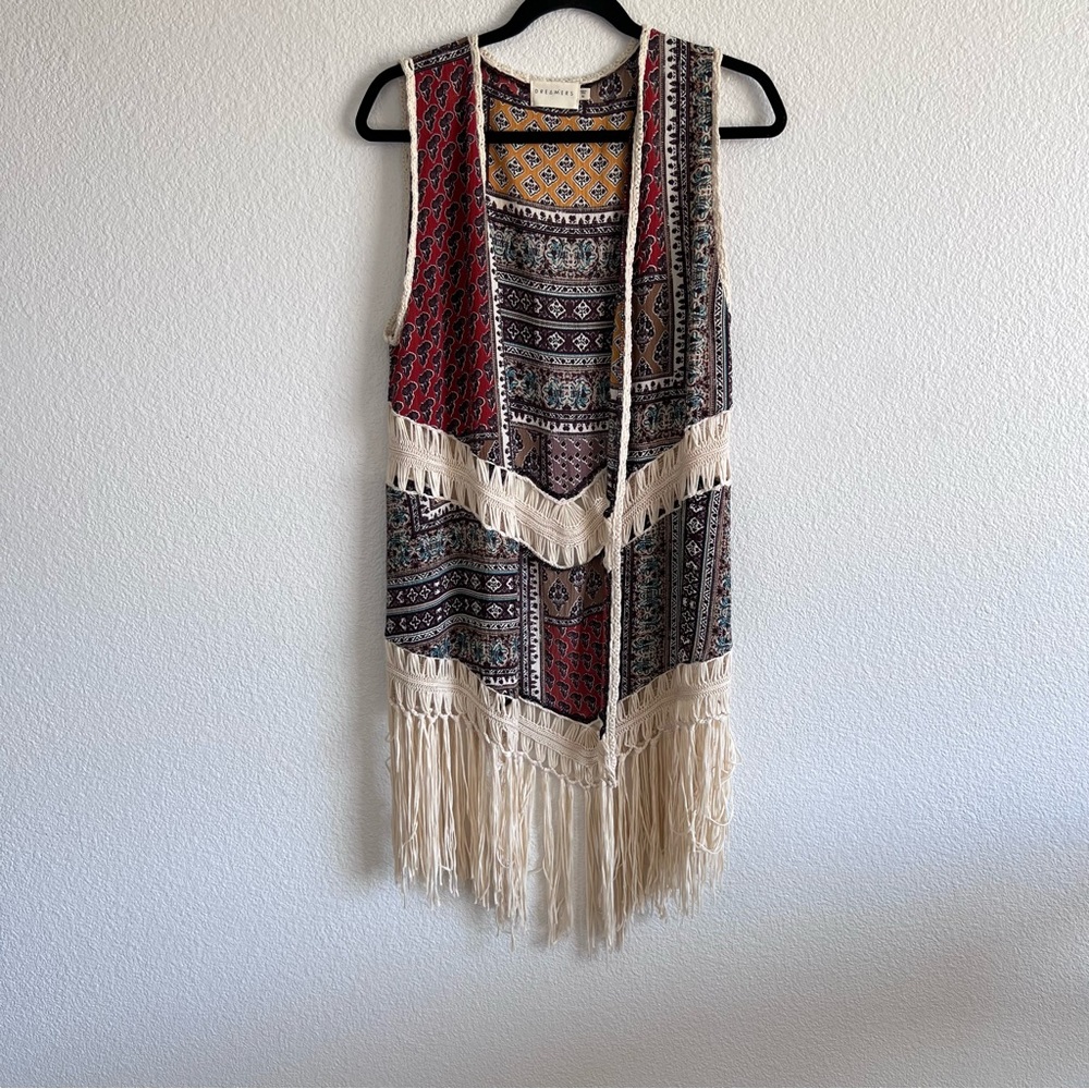 Dreamers Western Paisley Fringe Duster Vest